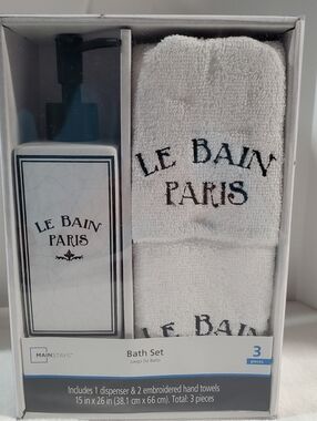 Mainstays White and Paris Black Embroidered Bath Set